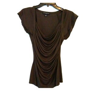 Brown Silk Banana Republic Ruched Blouse